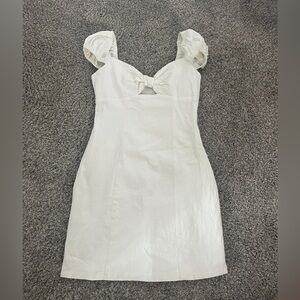 White bow front mini dress